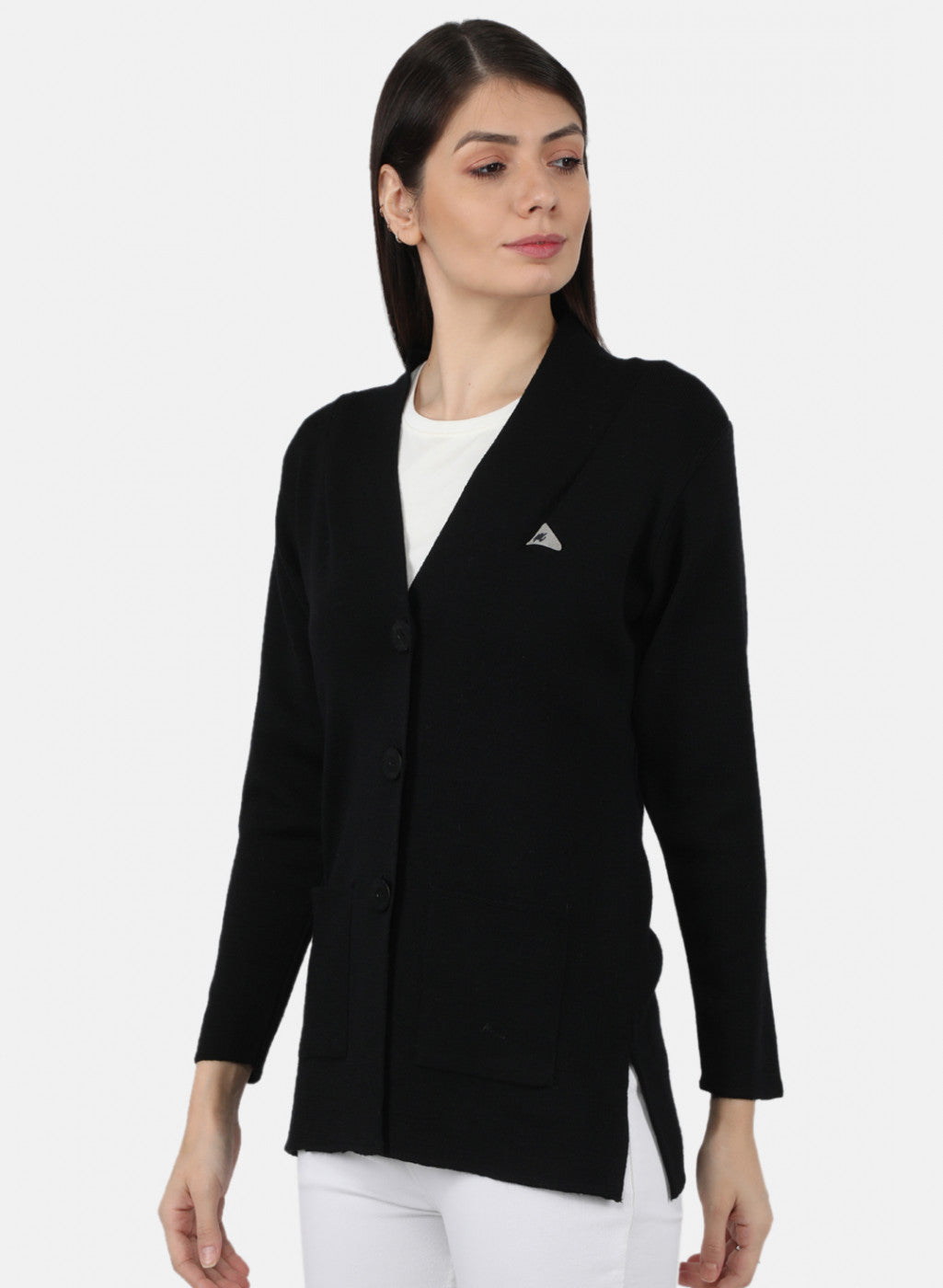 Women Black Solid Cardigan