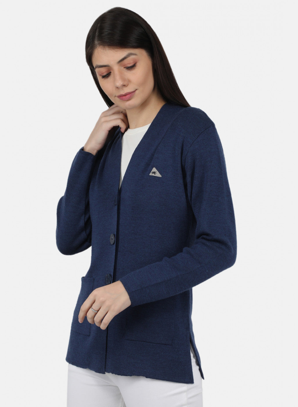 Women Blue Solid Cardigan