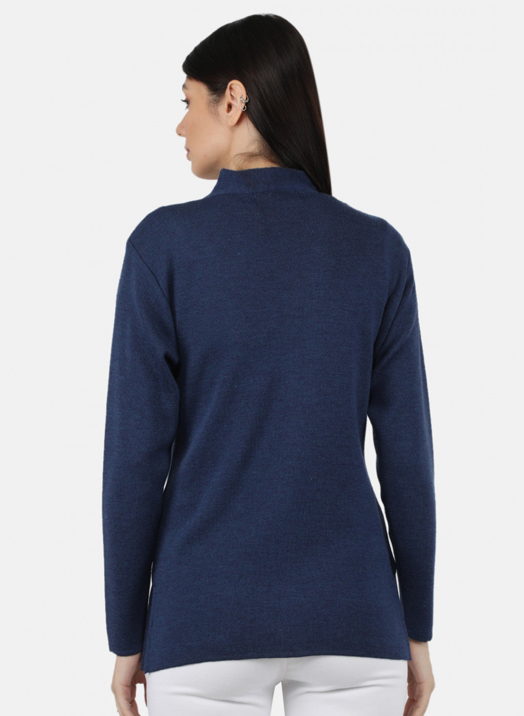 Women Blue Solid Cardigan