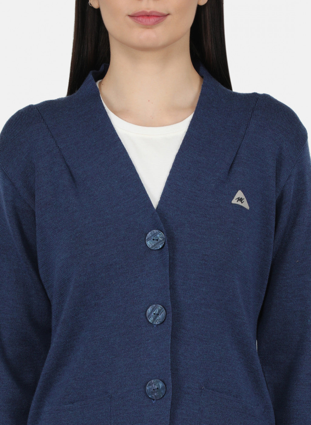 Women Blue Solid Cardigan