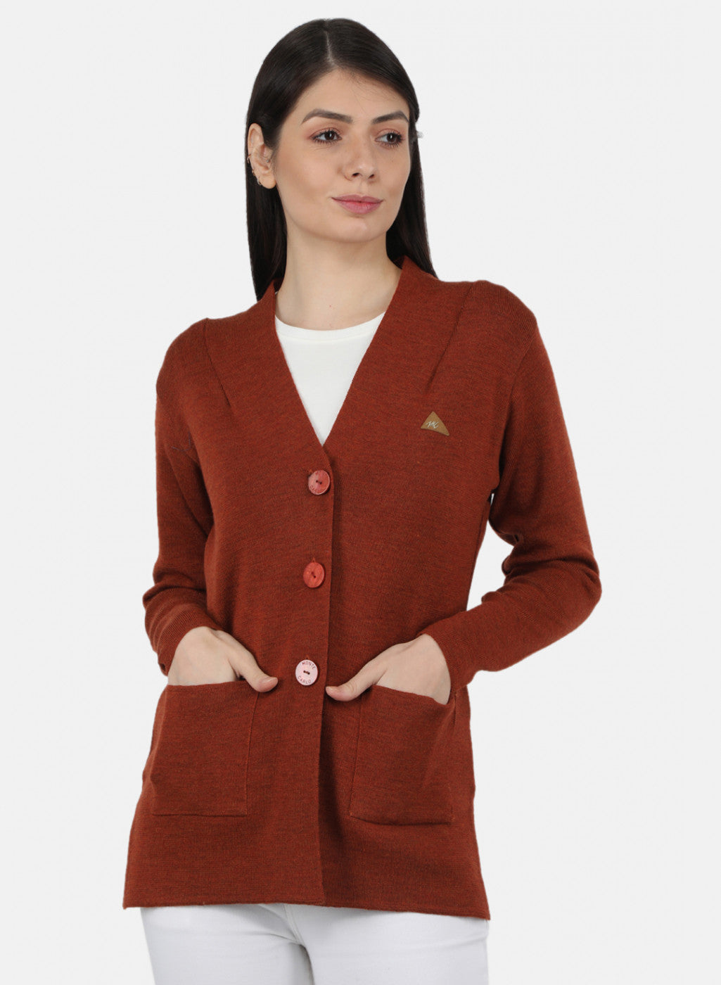 Women Orange Solid Cardigan