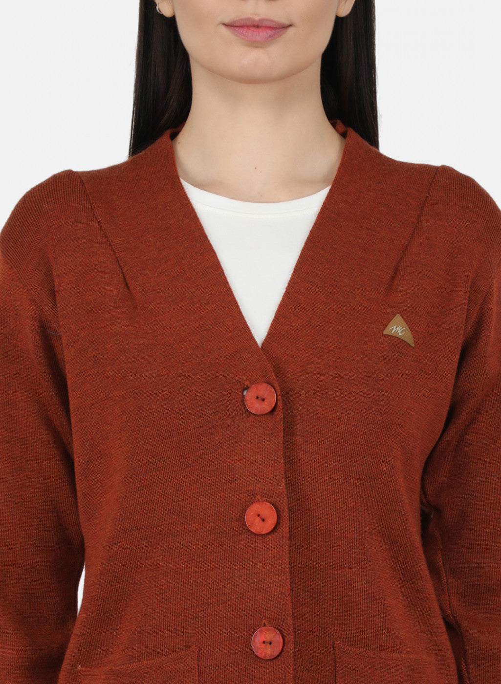 Women Orange Solid Cardigan