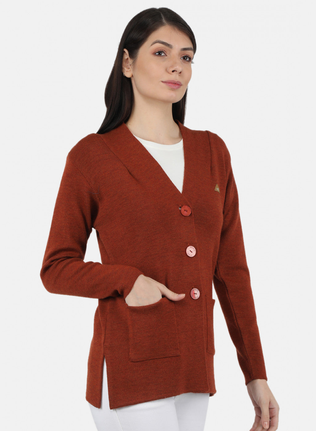 Women Orange Solid Cardigan