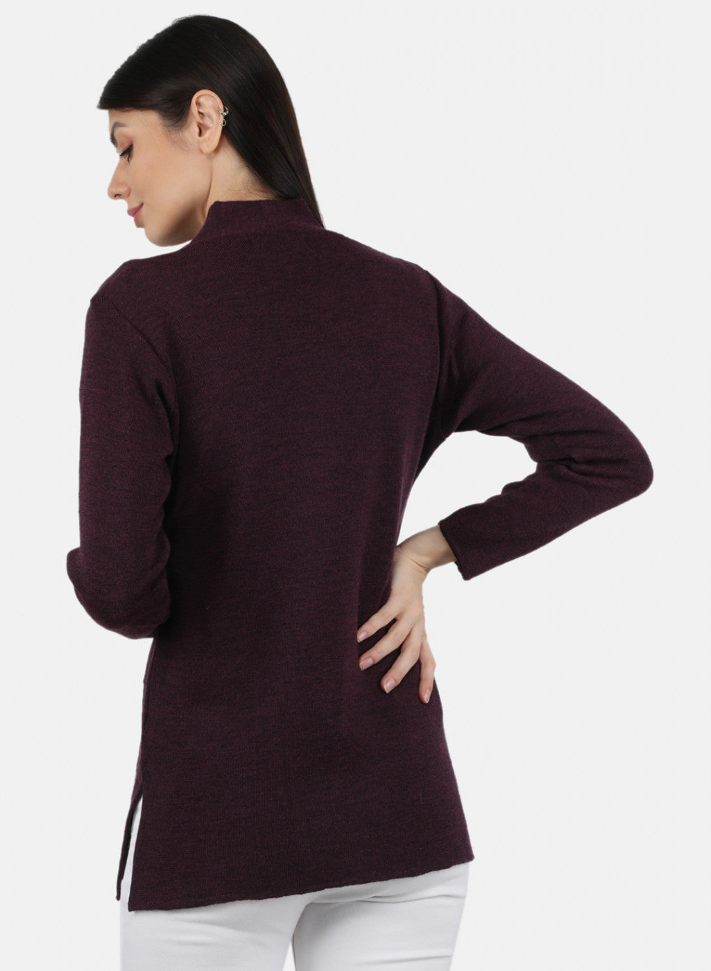 Women Purple Solid Cardigan