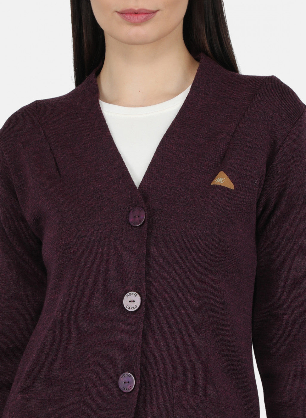 Women Purple Solid Cardigan