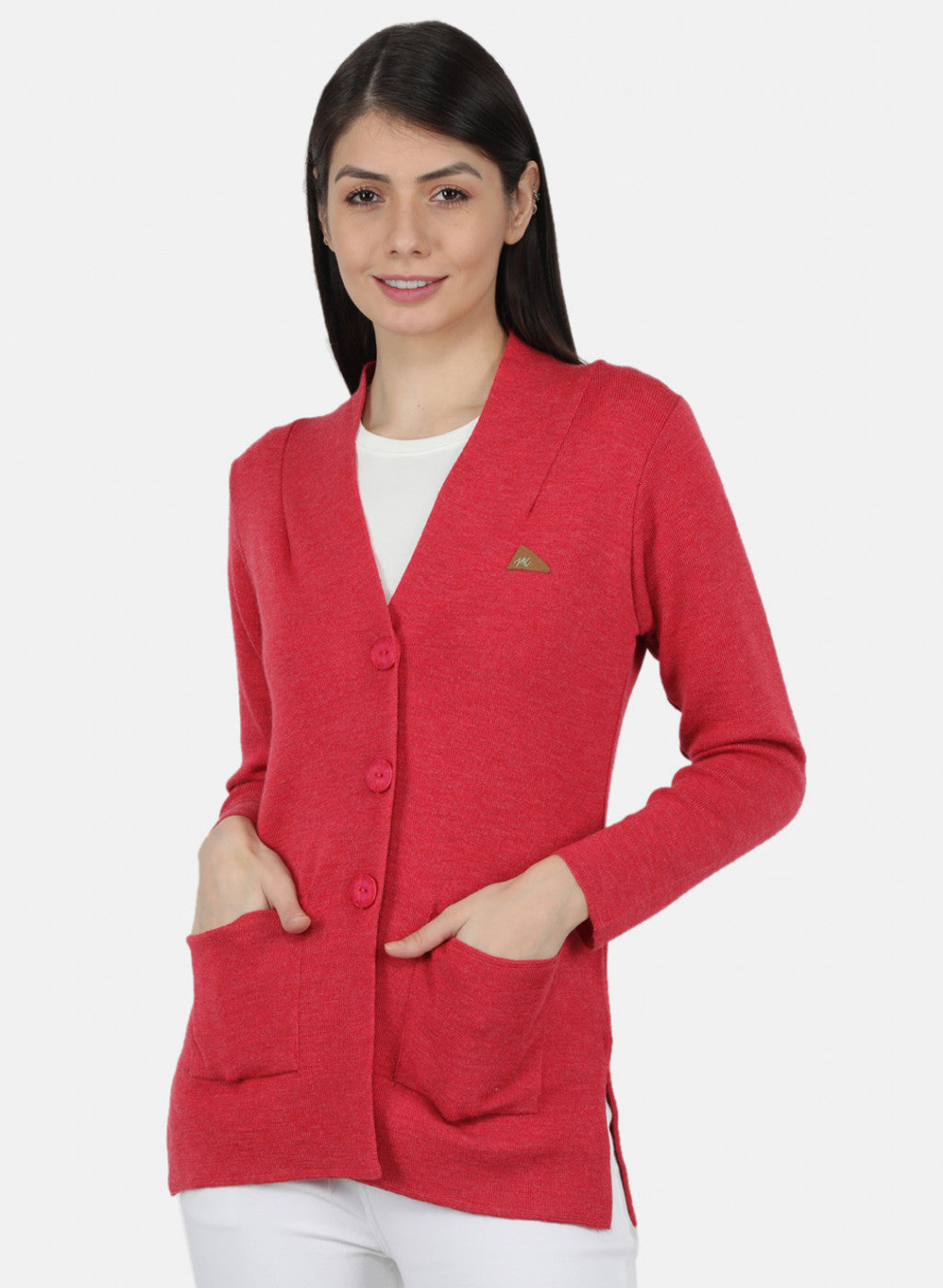 Women Dark Pink Solid Cardigan