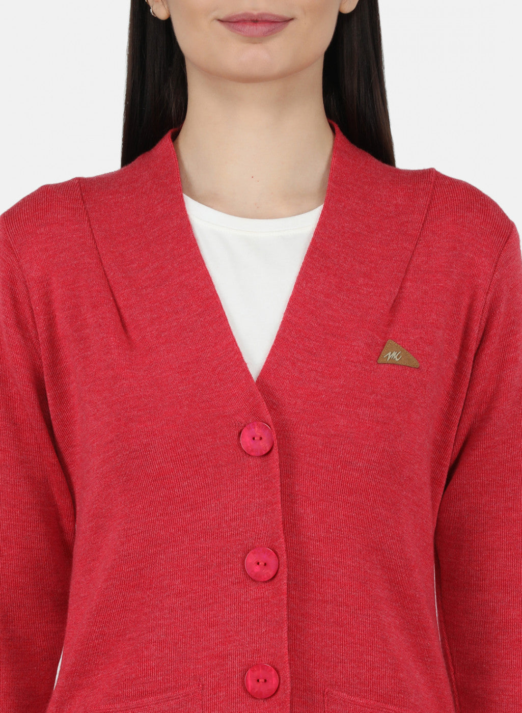 Women Dark Pink Solid Cardigan