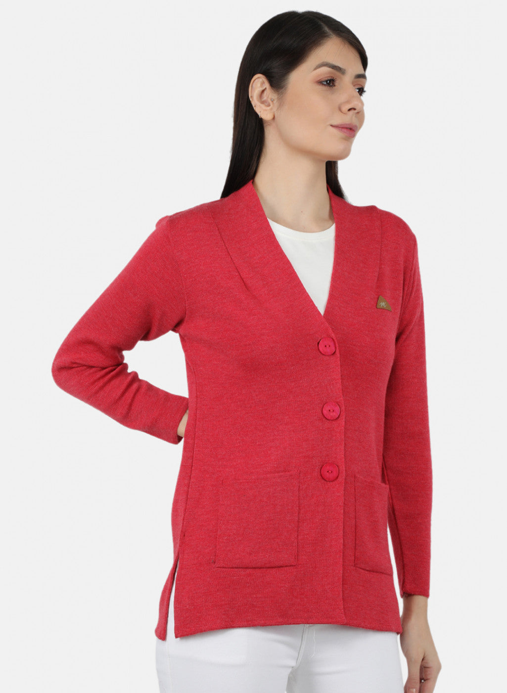 Women Dark Pink Solid Cardigan