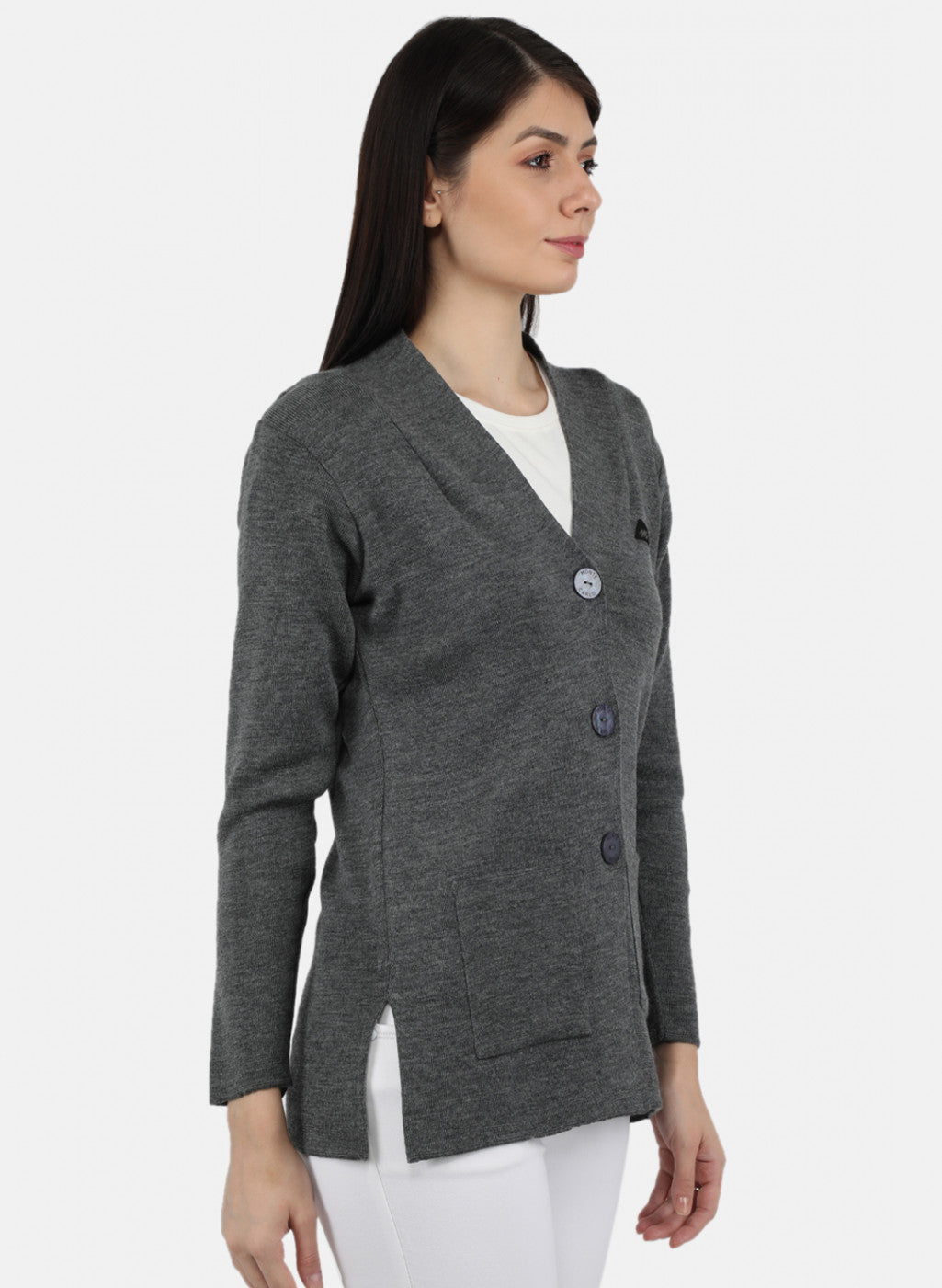 Women Grey Solid Cardigan