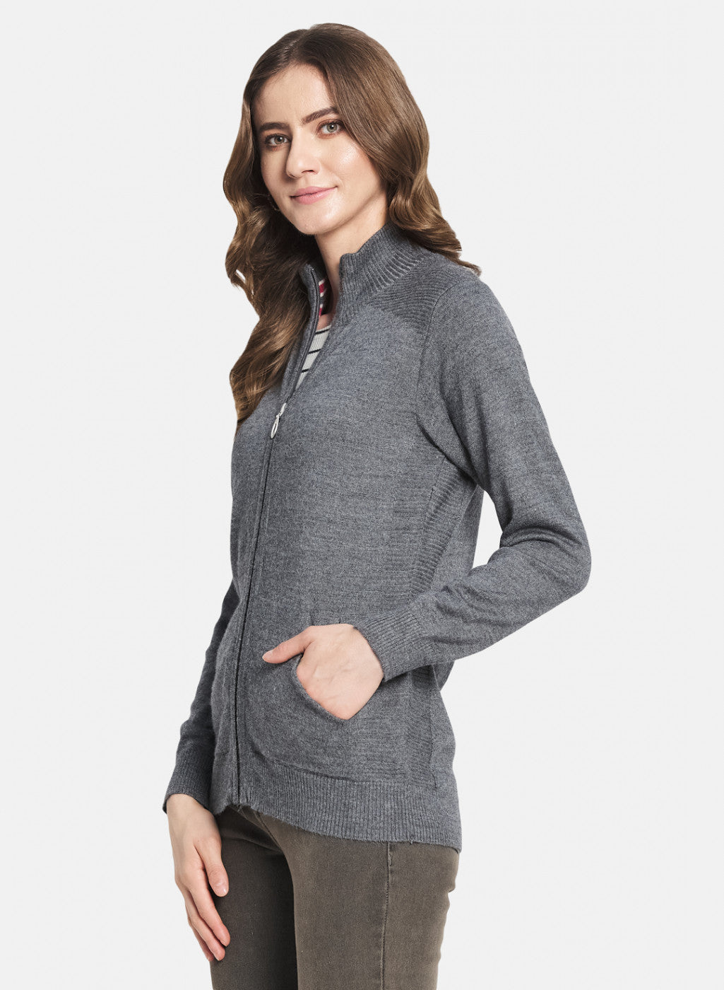 Women Grey Solid Cardigan