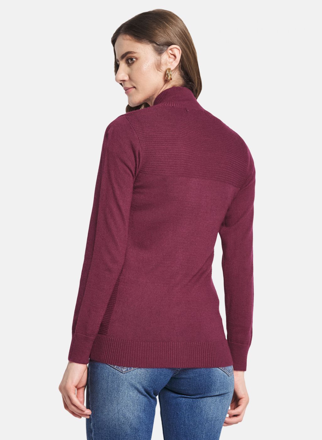 Women Maroon Solid Cardigan