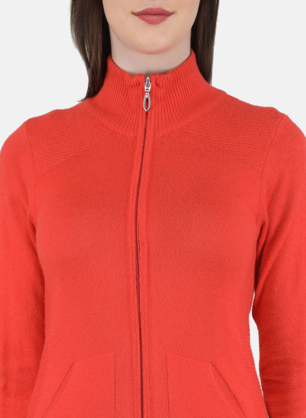 Women Orange Solid Cardigan