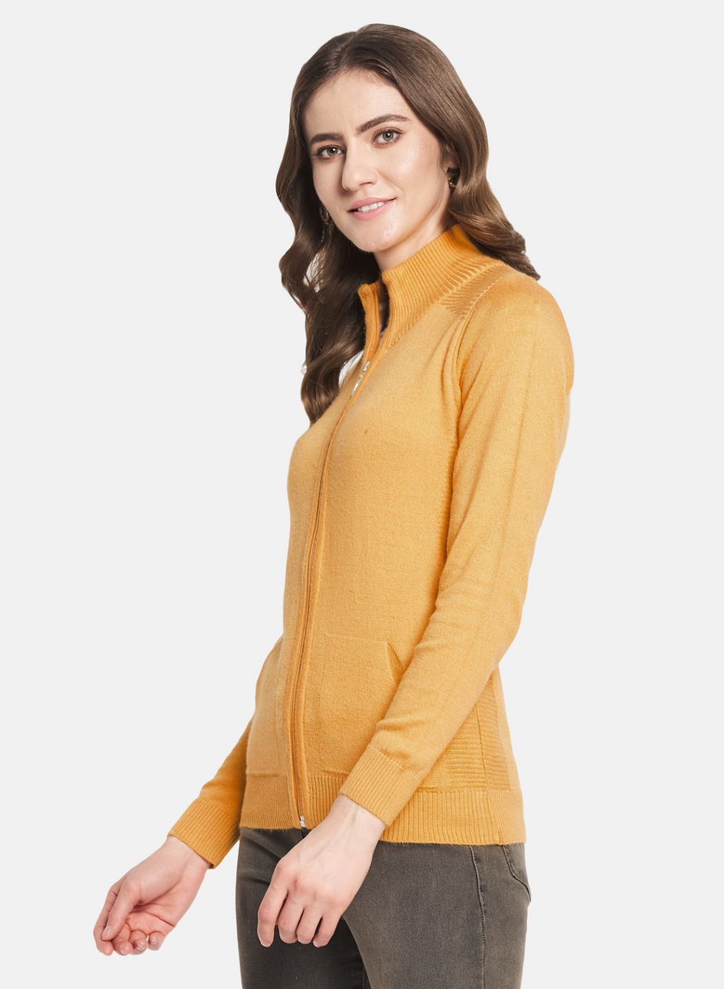 Women Yellow Solid Cardigan