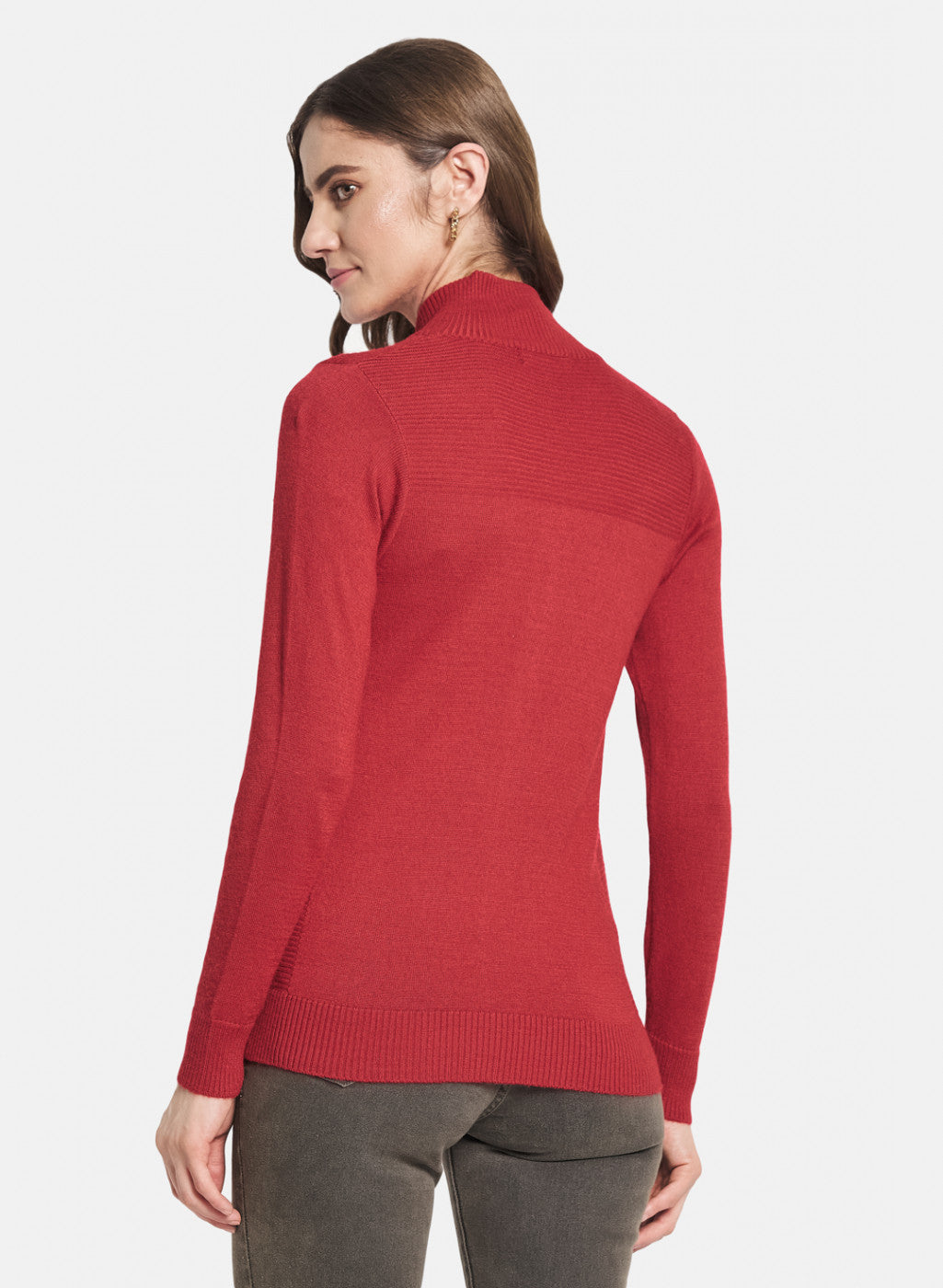 Women Red Solid Cardigan