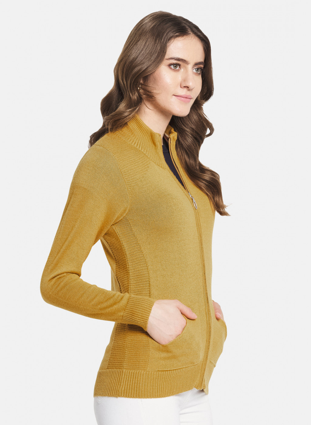 Women Yellow Solid Cardigan