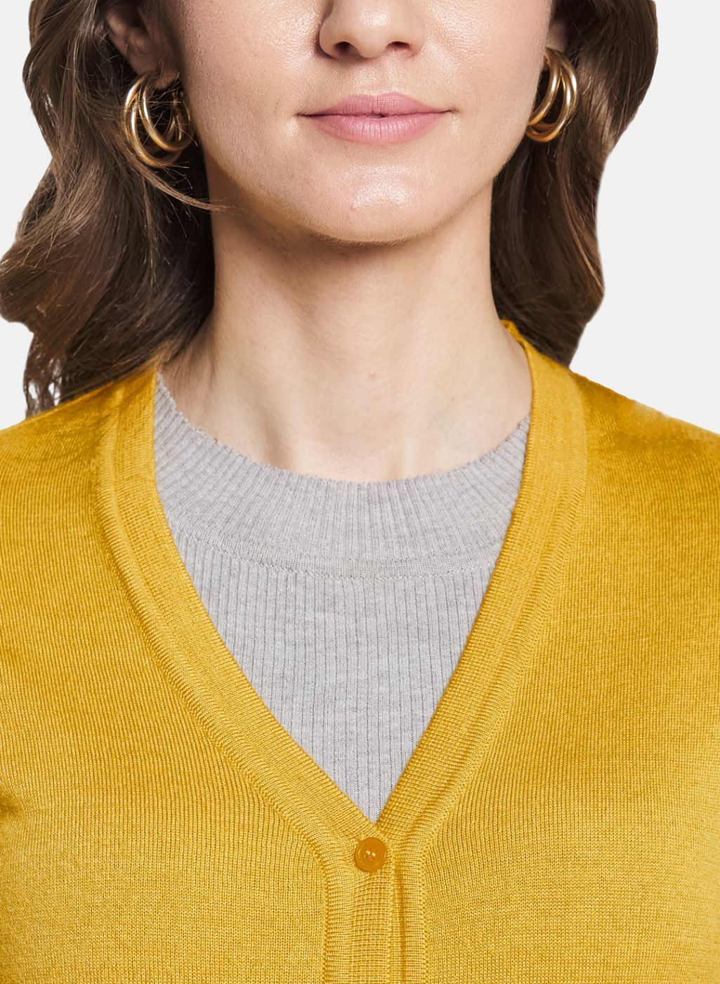 Women Yellow Solid Cardigan