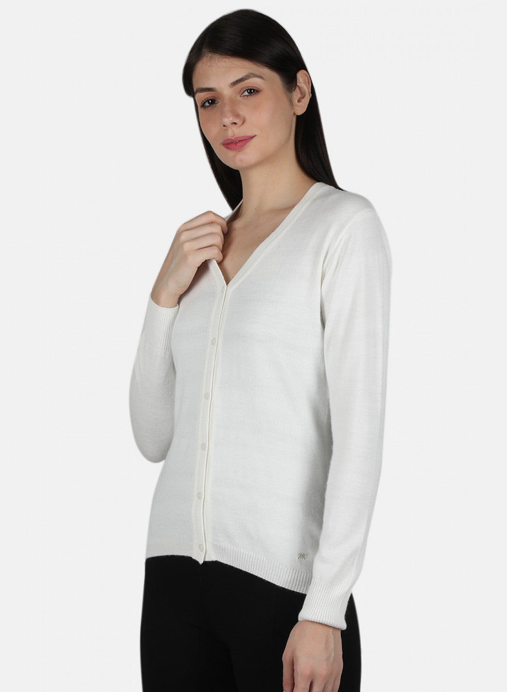 Women White Solid Cardigan