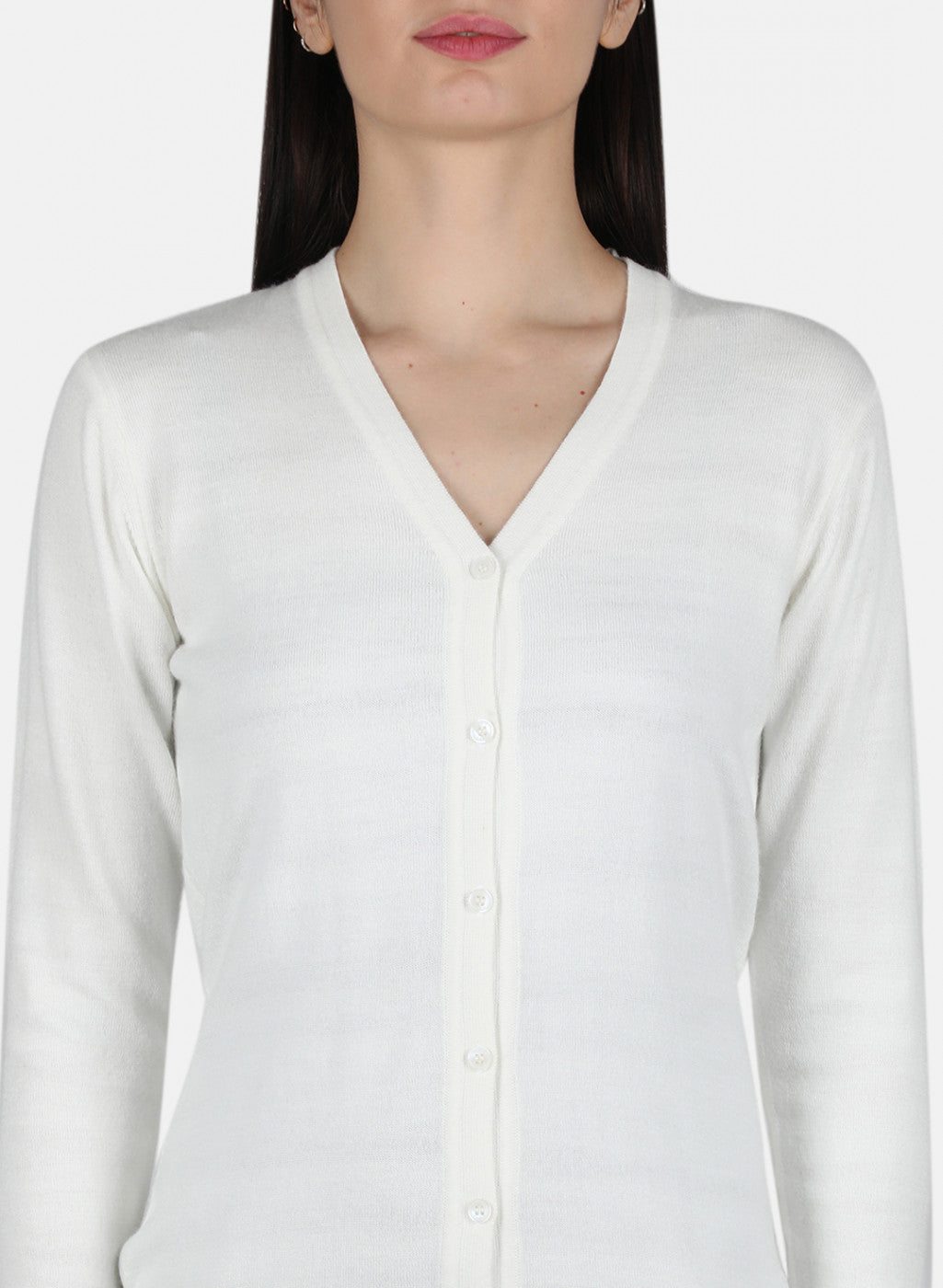 Women White Solid Cardigan