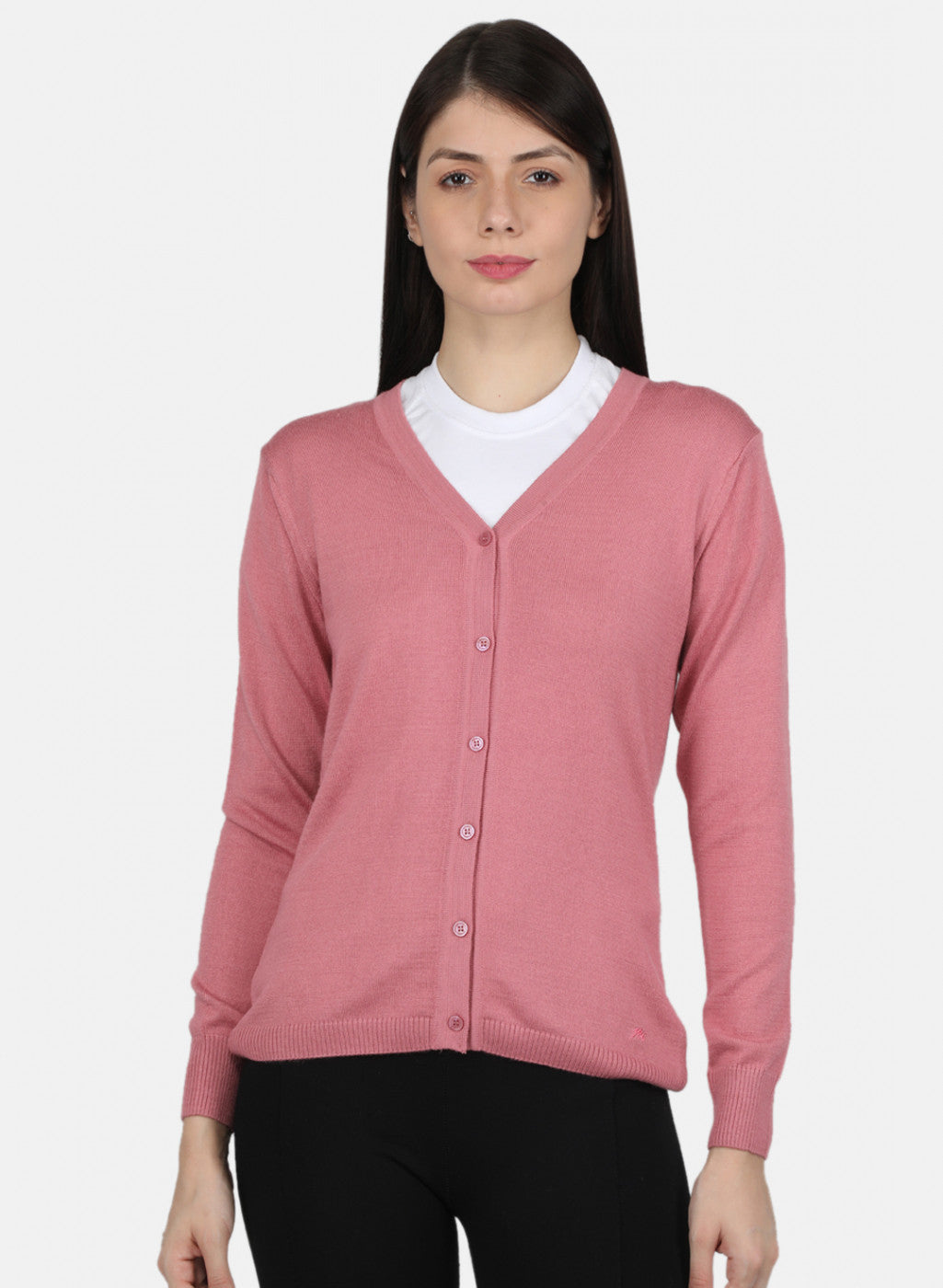 Women Pink Solid Cardigan