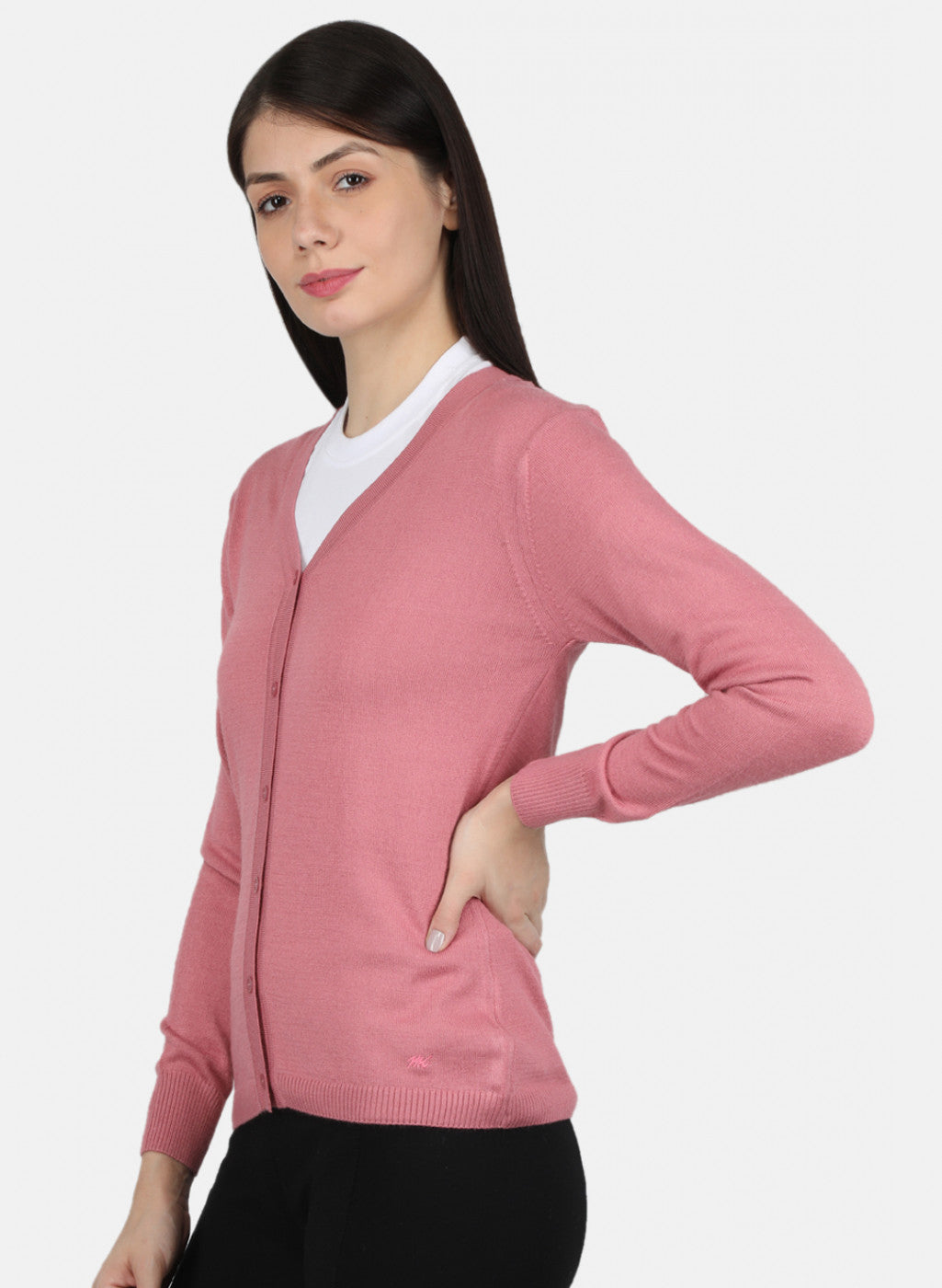 Women Pink Solid Cardigan