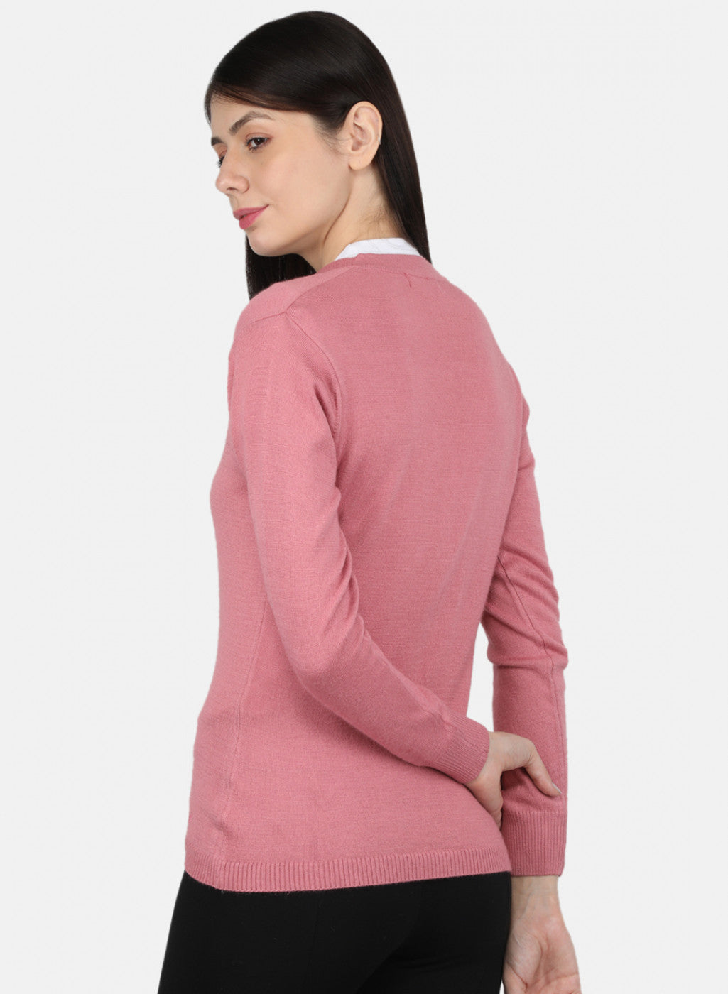 Women Pink Solid Cardigan