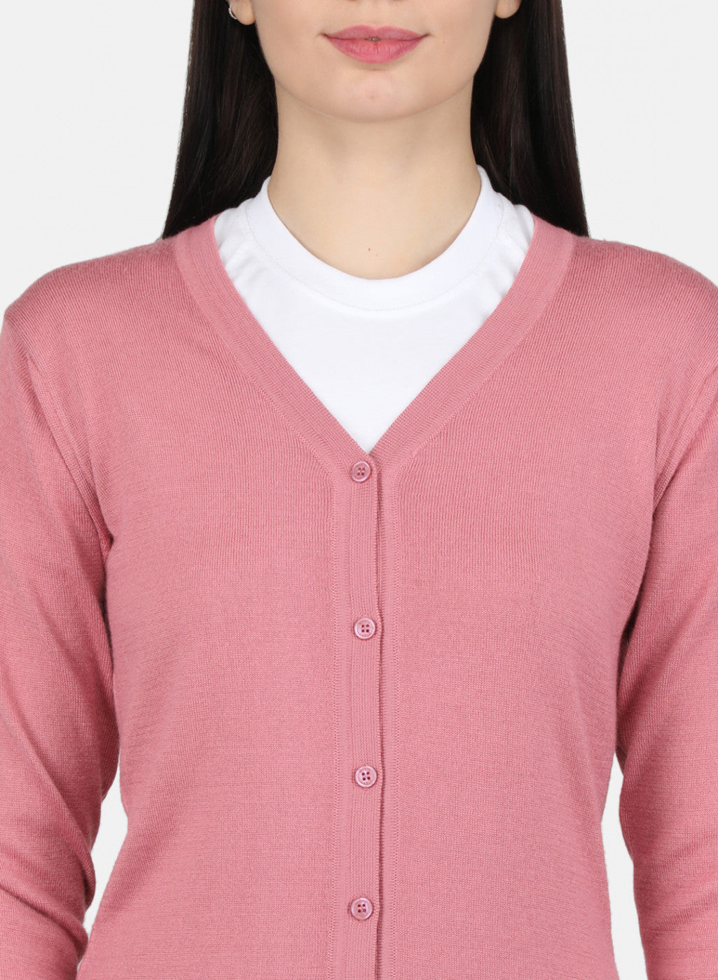 Women Pink Solid Cardigan