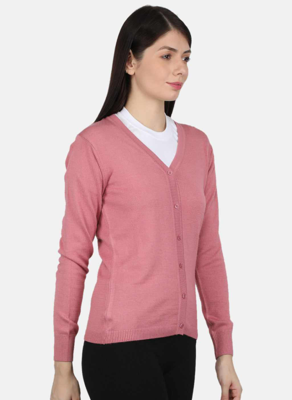 Women Pink Solid Cardigan