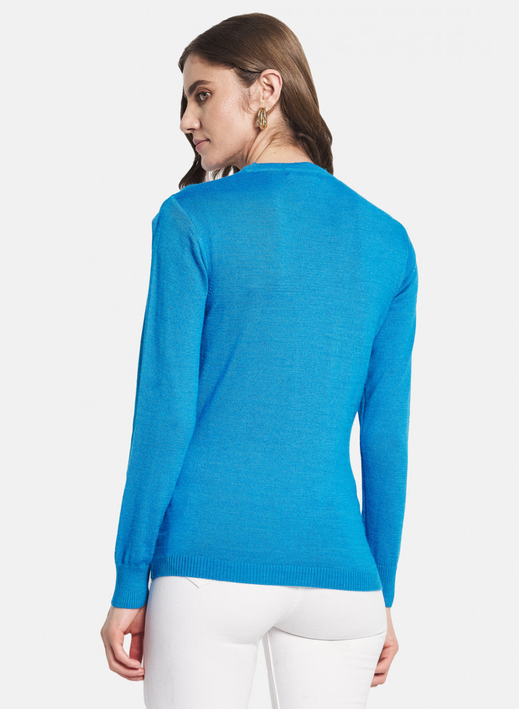 Women Blue Solid Cardigan