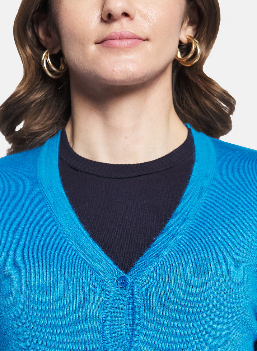 Women Blue Solid Cardigan