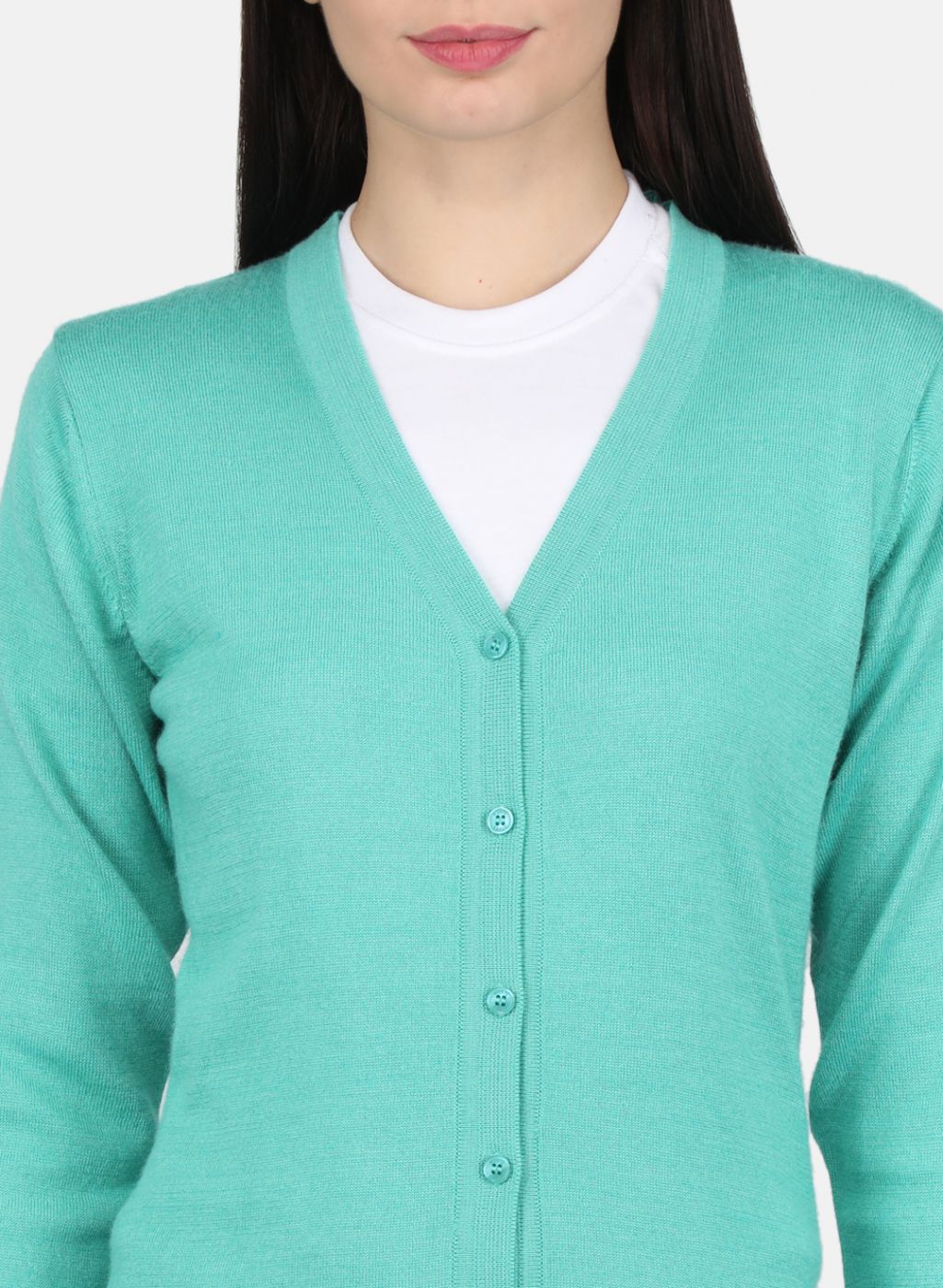 Women Green Solid Cardigan