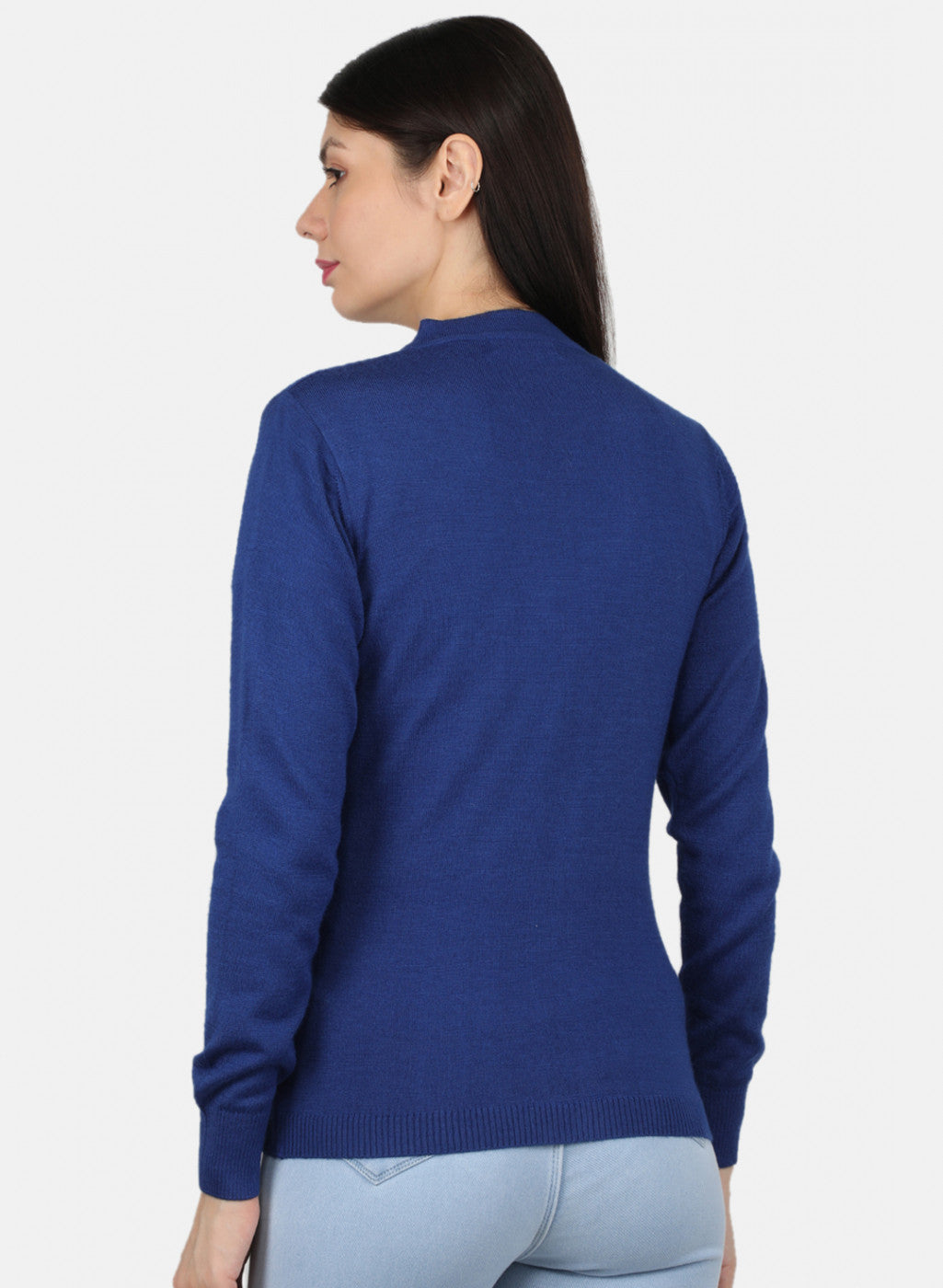 Women Royal Blue Solid Cardigan