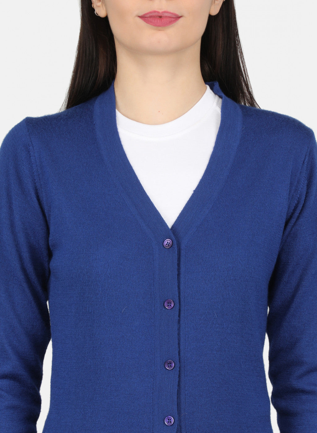 Women Royal Blue Solid Cardigan