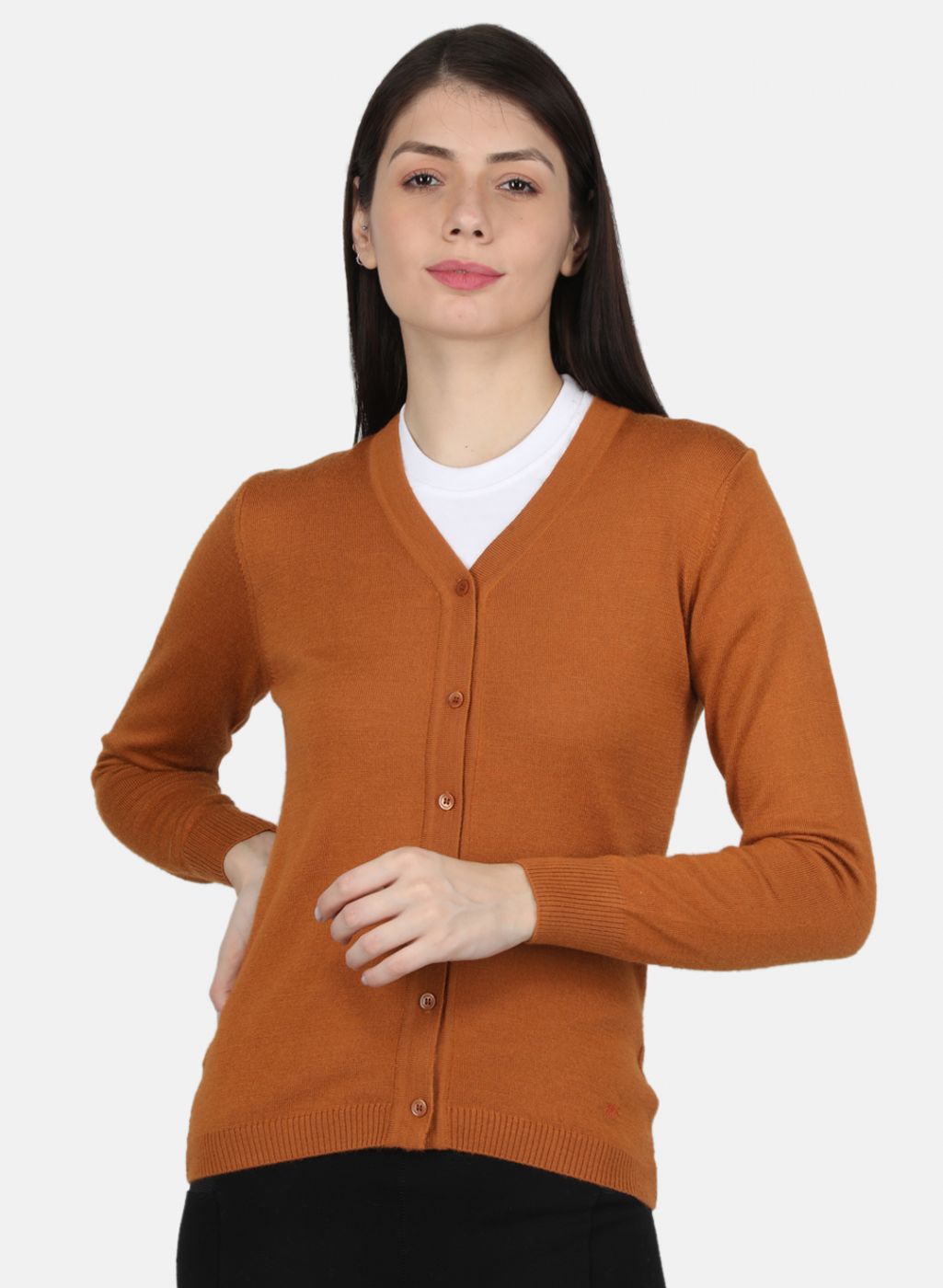 Women Orange Solid Cardigan