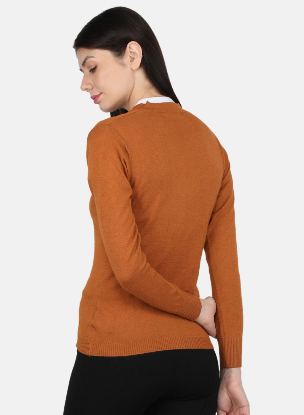 Women Orange Solid Cardigan