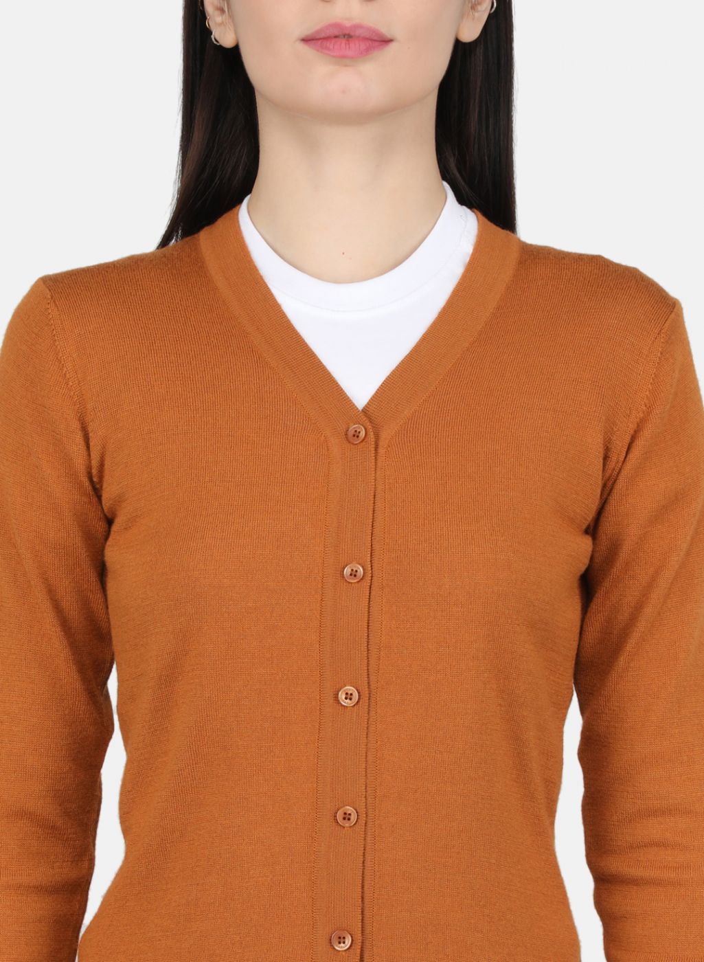 Women Orange Solid Cardigan