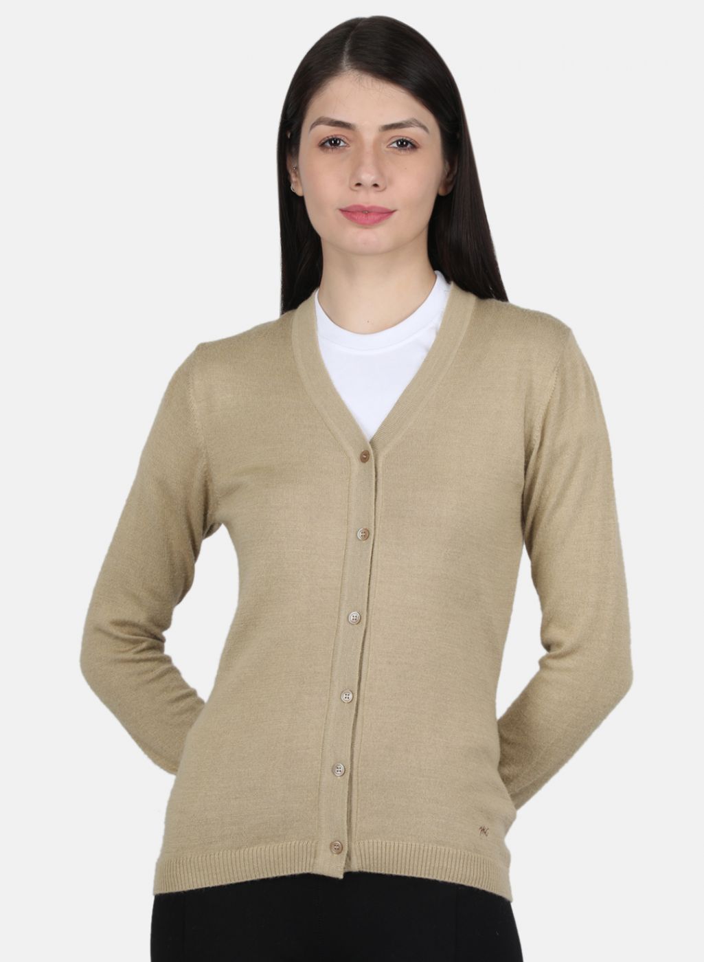 Women Beige Solid Cardigan