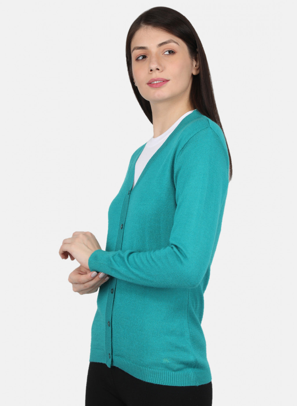 Women Light Green Solid Cardigan