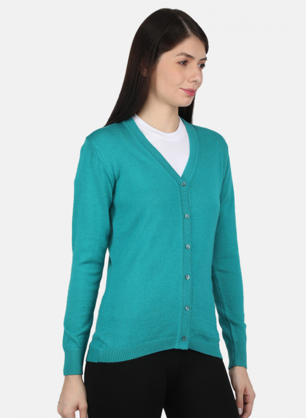 Women Light Green Solid Cardigan