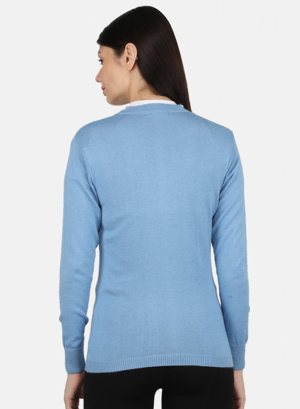 Women Sky Blue Solid Cardigan