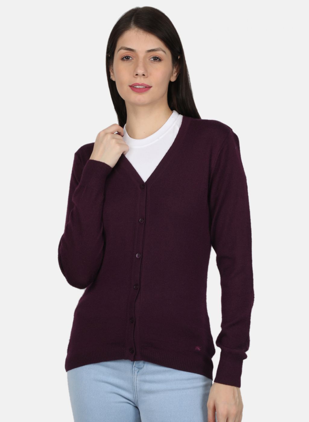 Women Purple Solid Cardigan