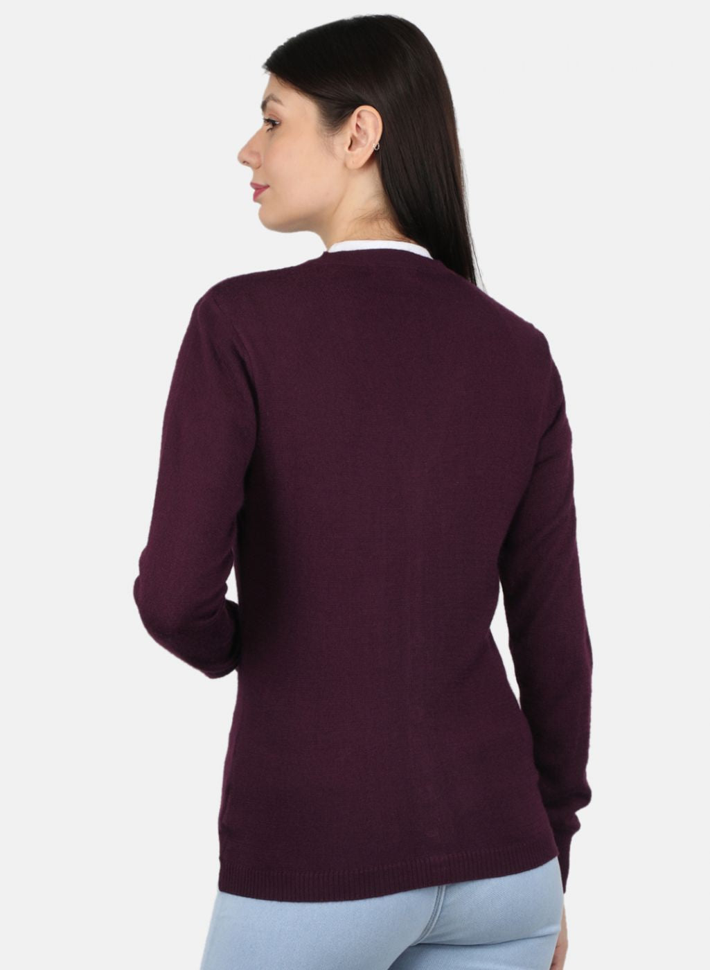 Women Purple Solid Cardigan