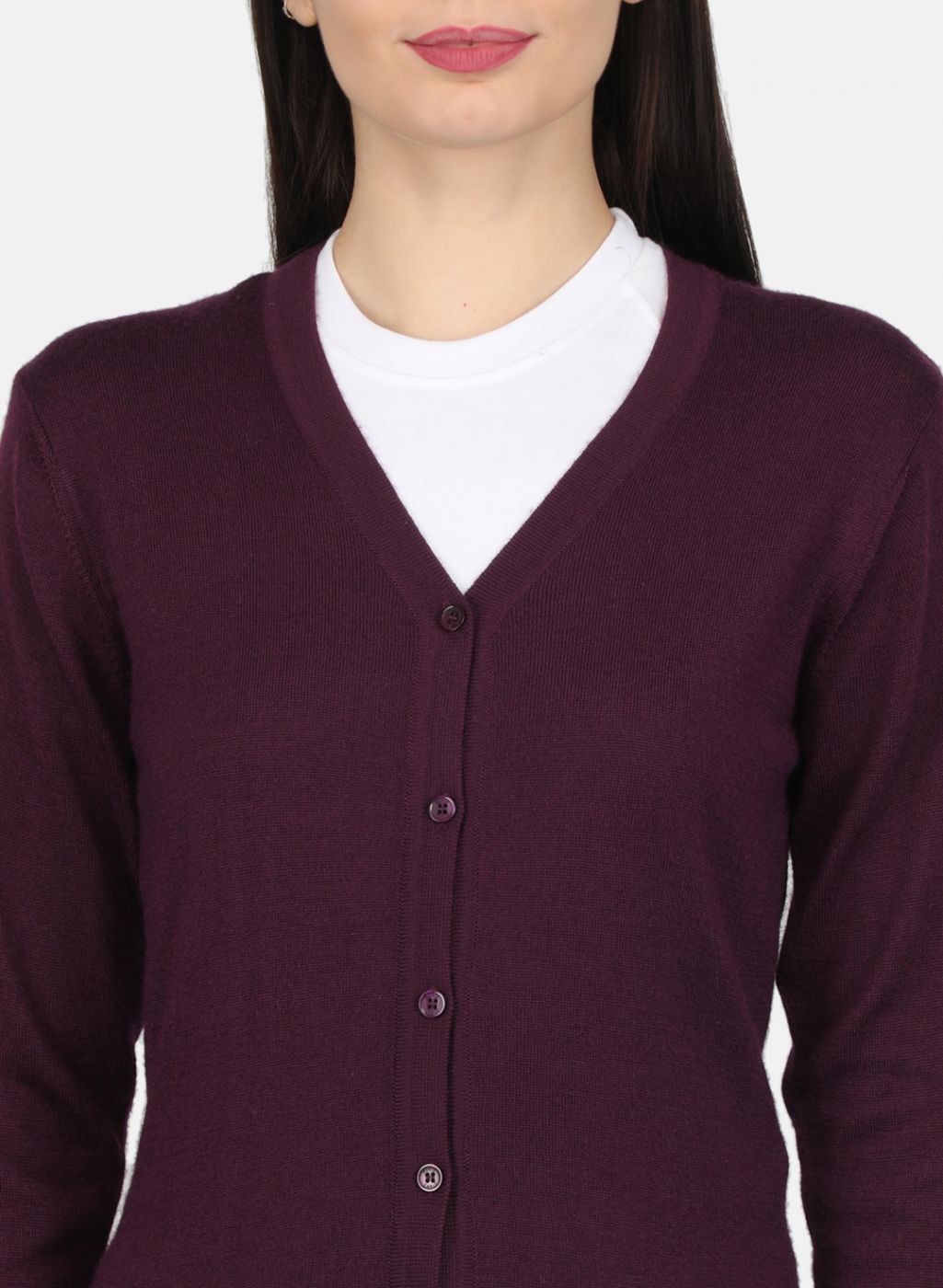 Women Purple Solid Cardigan