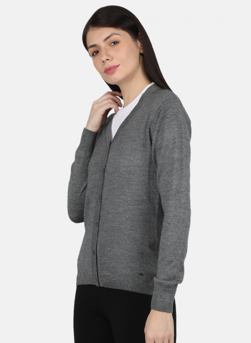 Women Grey Solid Cardigan