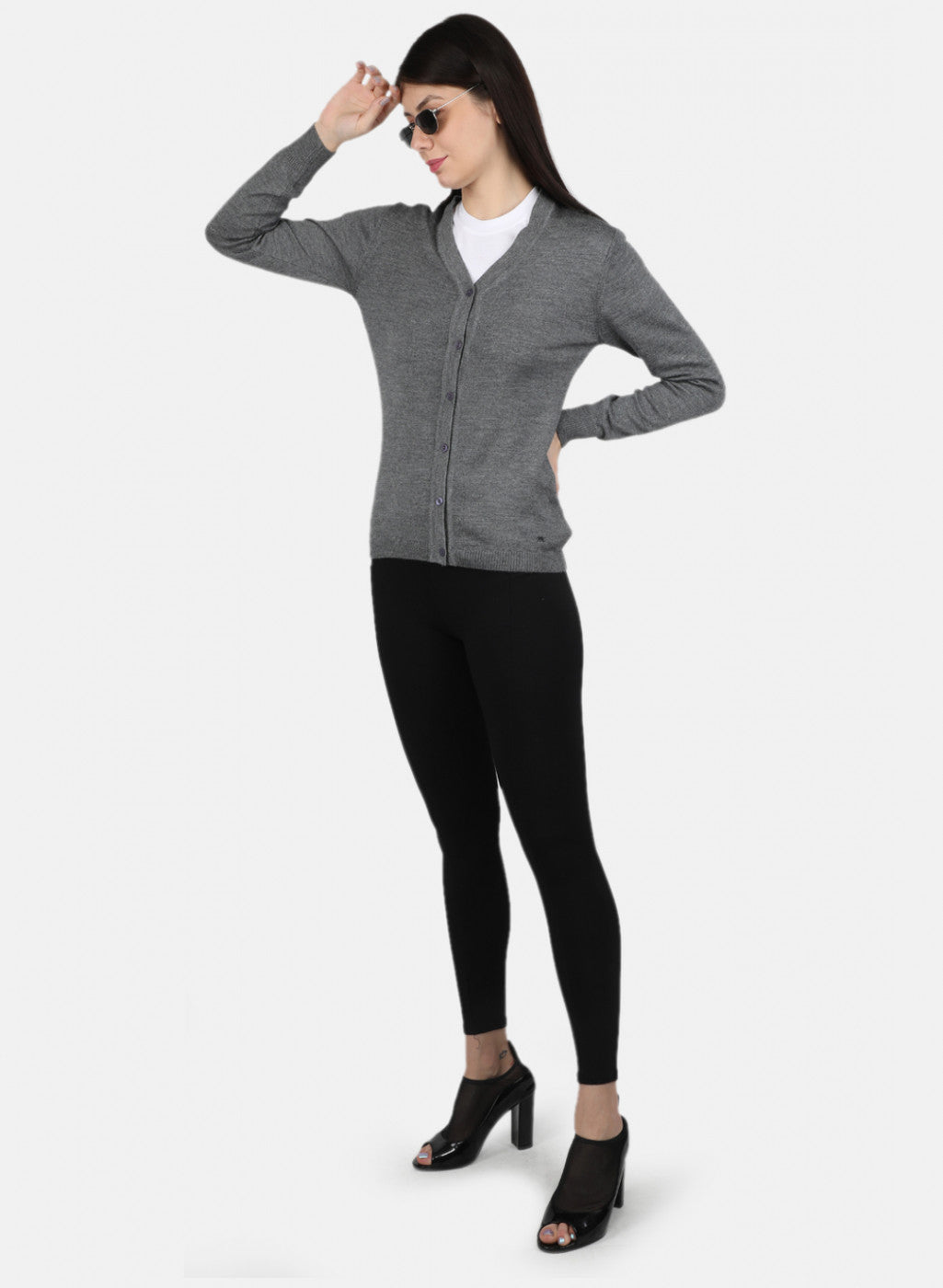 Women Grey Solid Cardigan