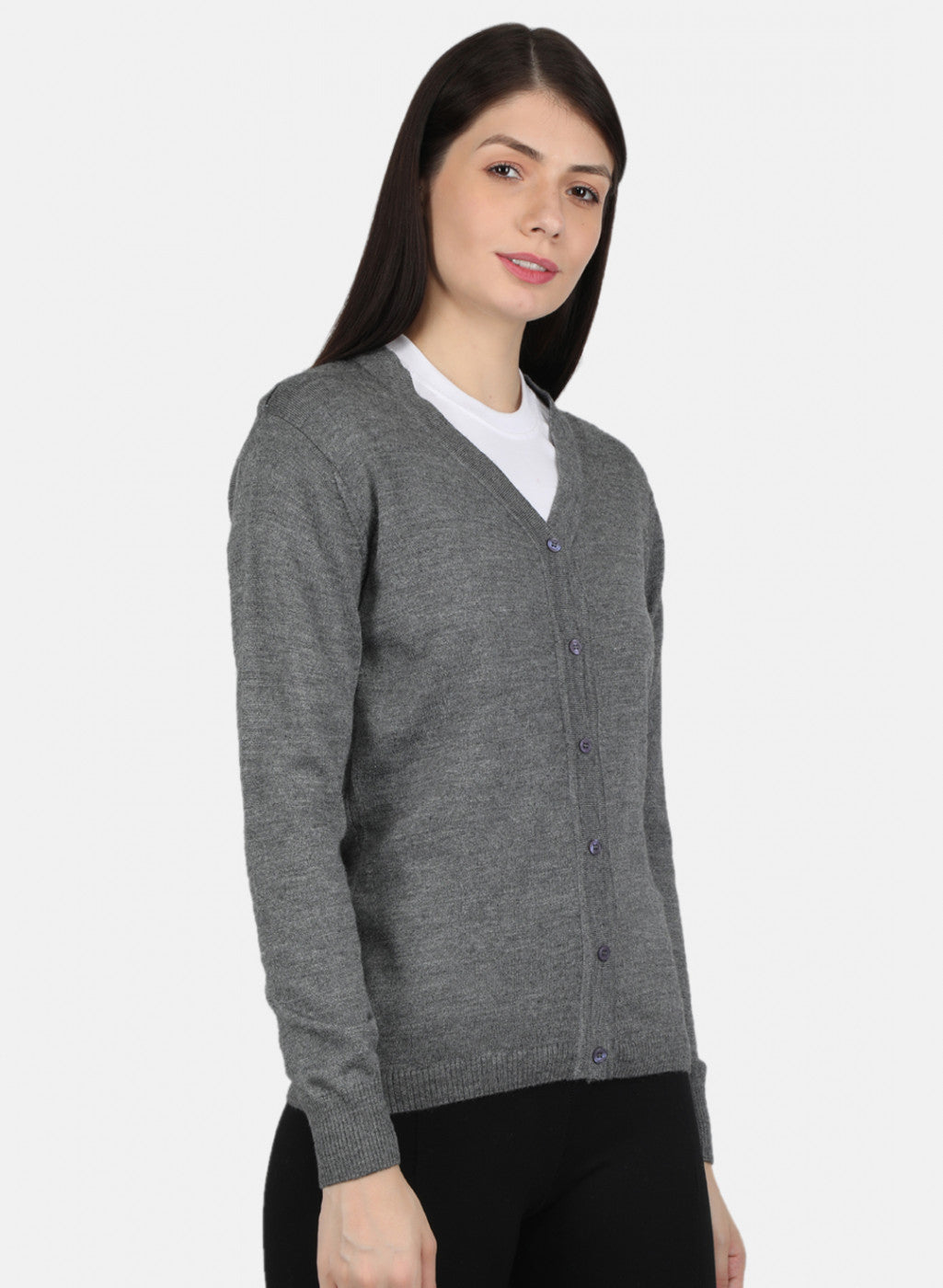 Women Grey Solid Cardigan