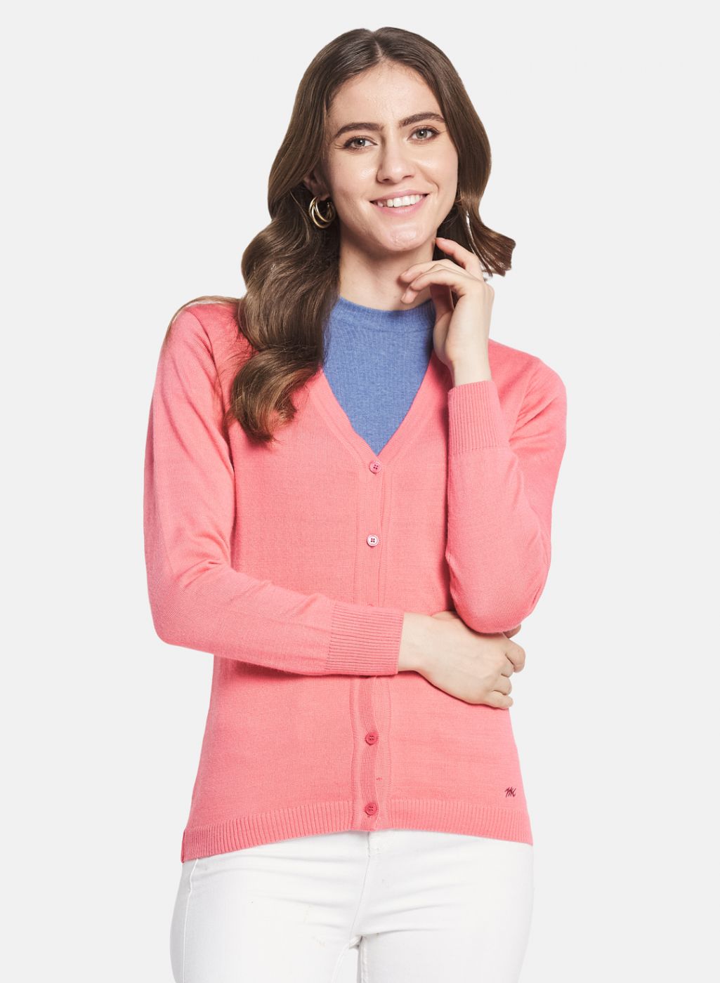 Women Red Solid Cardigan