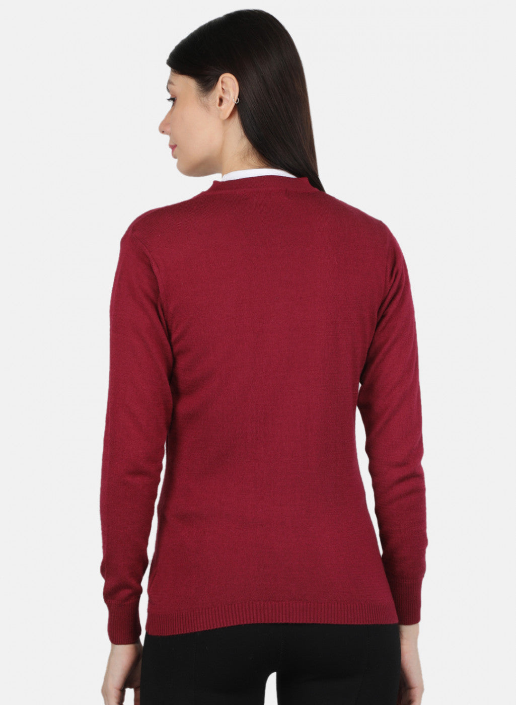 Women Maroon Solid Cardigan