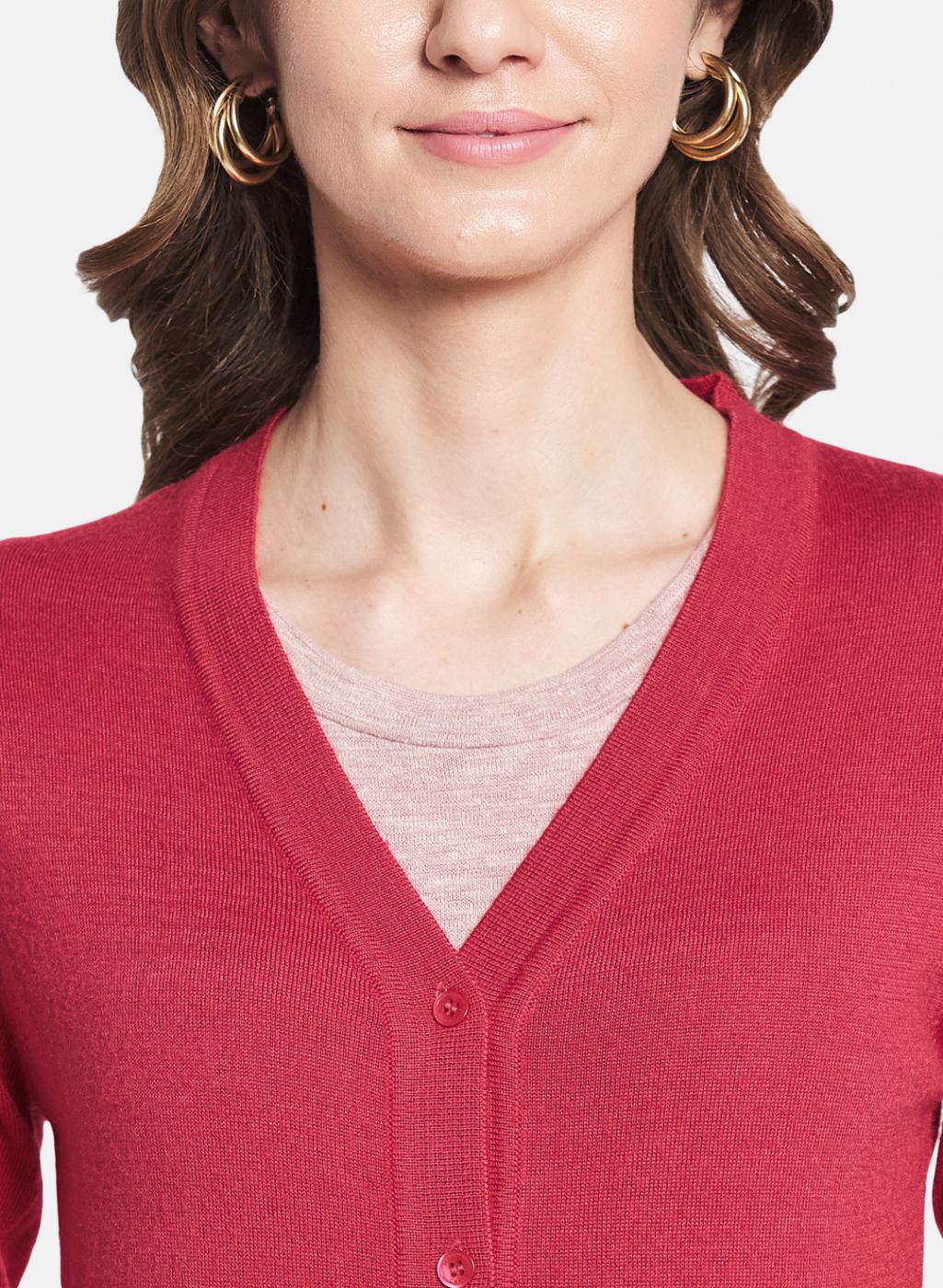 Women Red Solid Cardigan