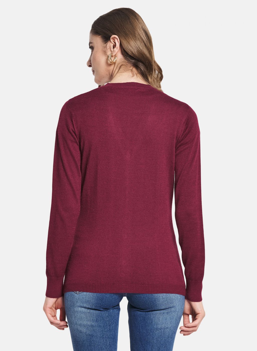 Women Maroon Solid Cardigan