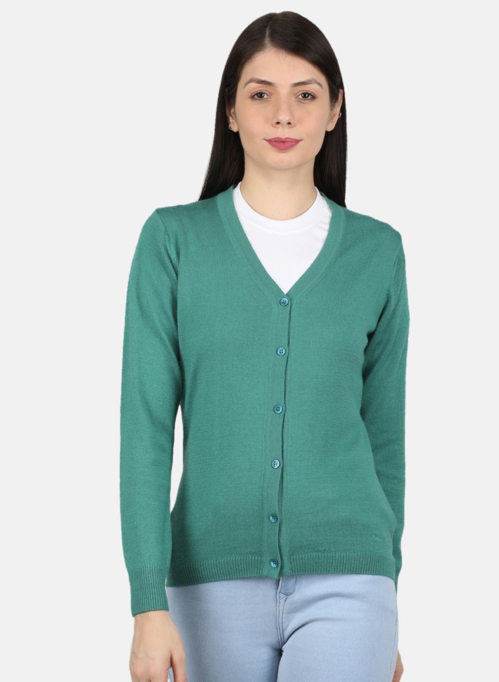 Women Green Solid Cardigan